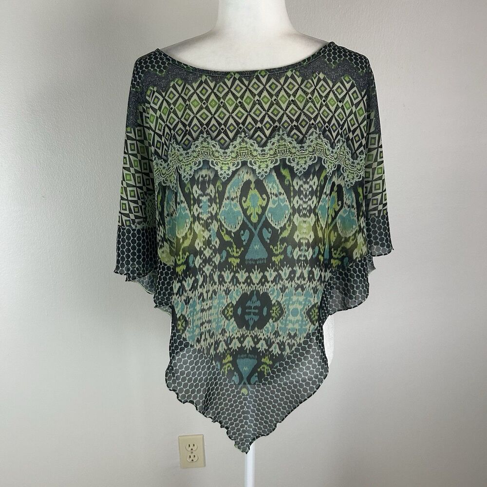 Bleu Poncho Women L Green Whimsigoth Hippie Whimsy Party Evening Shawl Cape
